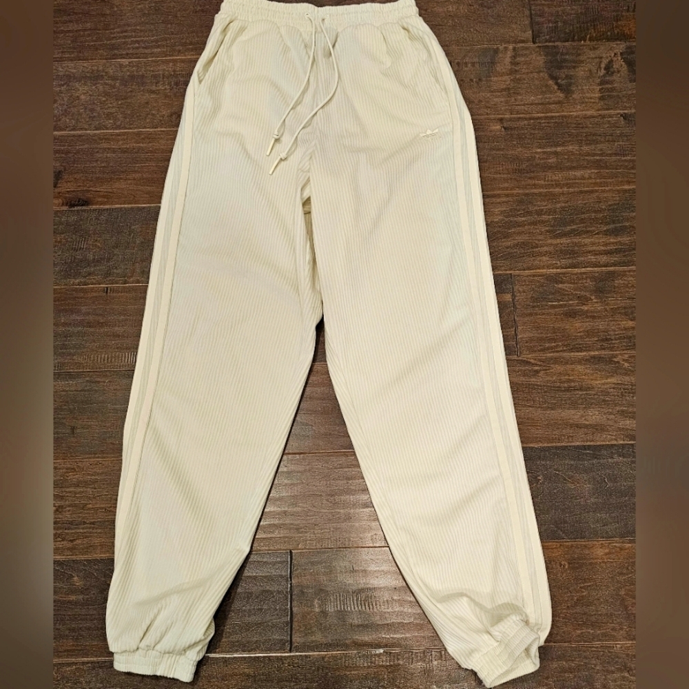 adidas Originals Cream Track Pants with Side Stripes